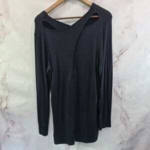 Athleta Shirt Womens Medium Black Coaster To Go Sweatshirt Tunic Cut Out Back